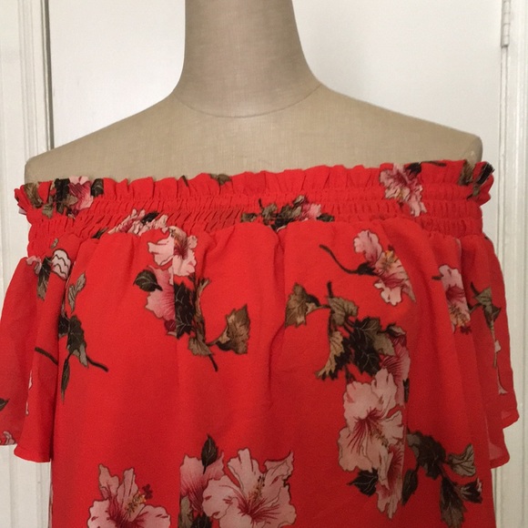 Rachel Roy Off Shoulder Coral Flower Sz XS - Picture 5 of 7